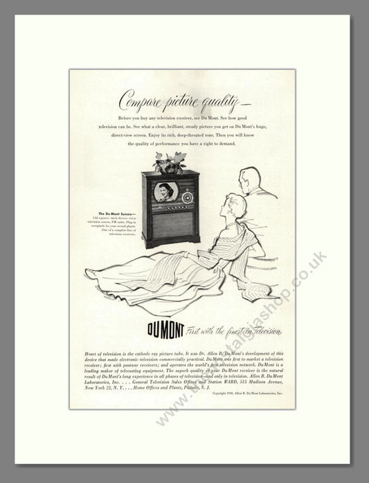 Dumont - Sussex TV. Vintage Advert 1949 (ref AD68559)