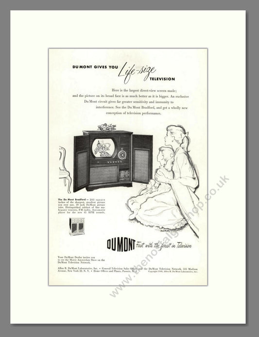 Dumont - Bradford TV. Vintage Advert 1949 (ref AD68560)