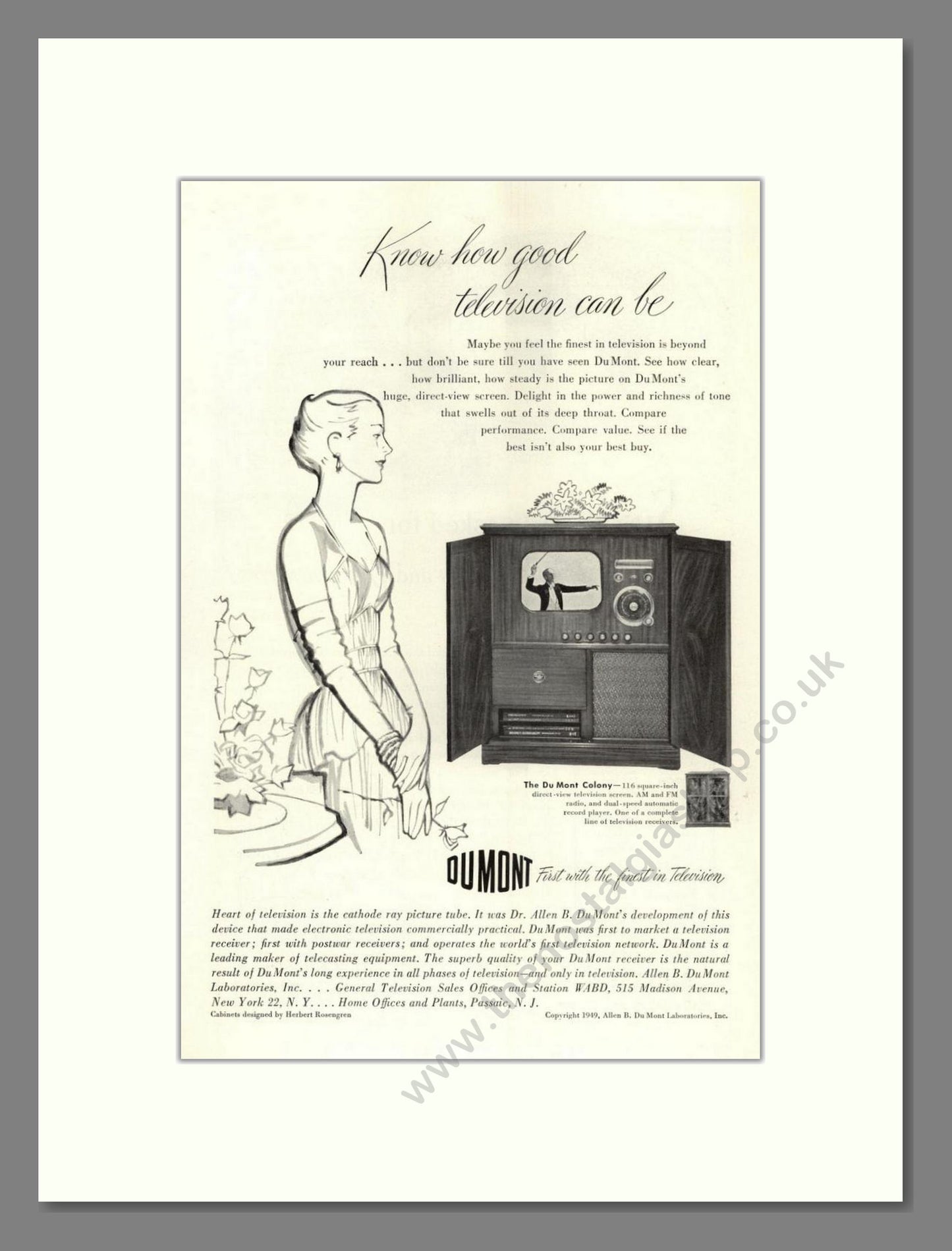 Dumont - Colony TV. Vintage Advert 1949 (ref AD68561)
