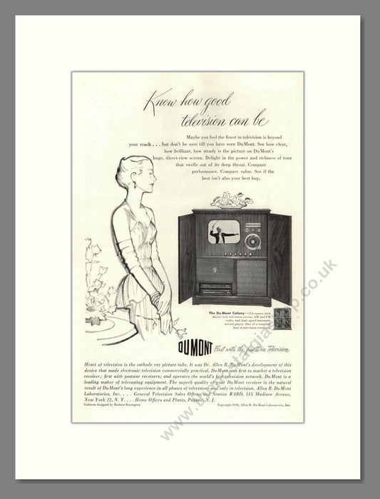Dumont - Colony TV. Vintage Advert 1949 (ref AD68561)