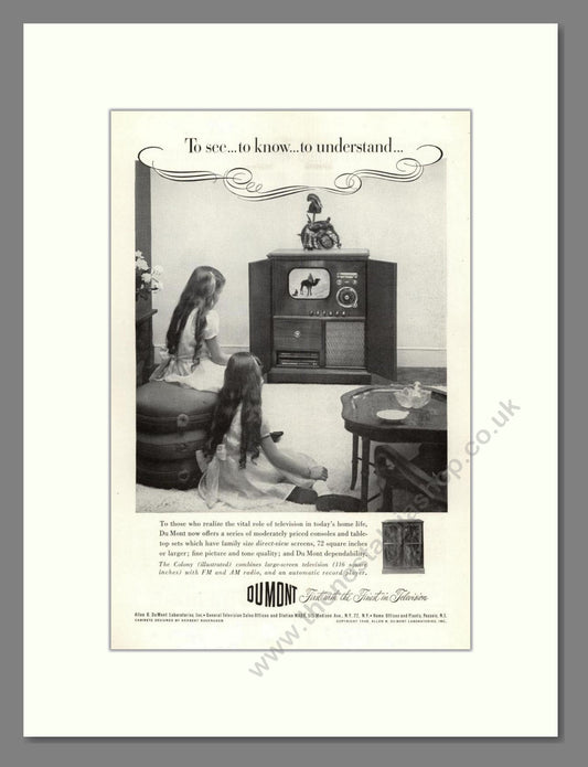 Dumont - Colony TV. Vintage Advert 1949 (ref AD68563)