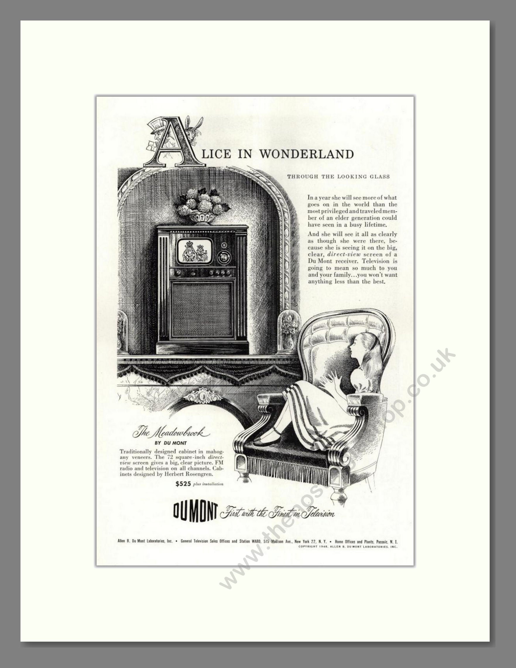 Dumont - Meadowbank TV. Vintage Advert 1949 (ref AD68567)
