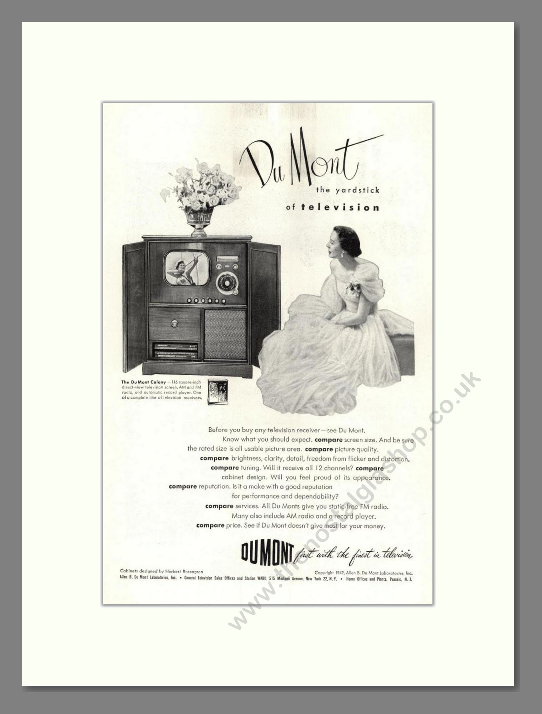 Dumont - Colony TV. Vintage Advert 1949 (ref AD68570)