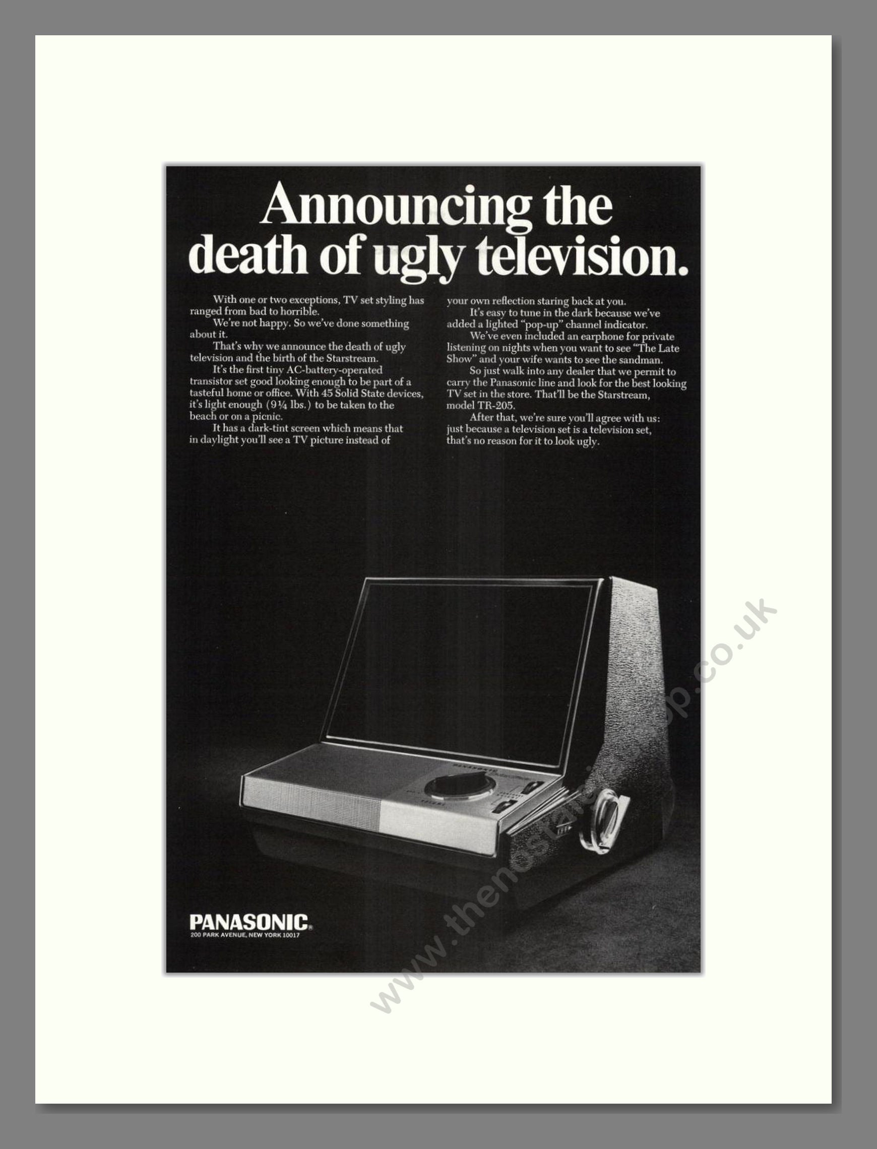 Panasonic - Starstream TR205 TV. Vintage Advert 1967 (ref AD68578)