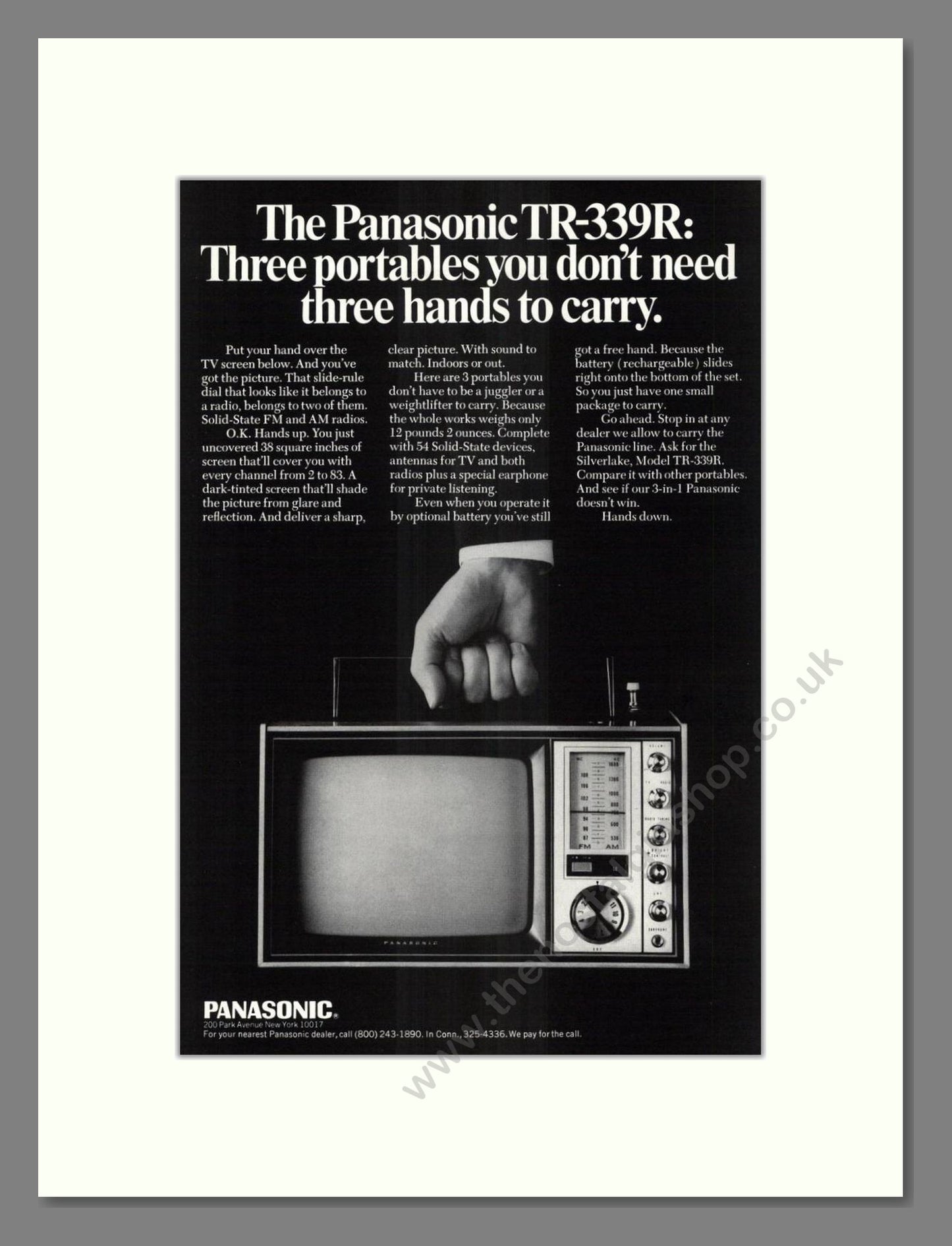Panasonic - TR-339R Portable TV. Vintage Advert 1968 (ref AD68579)