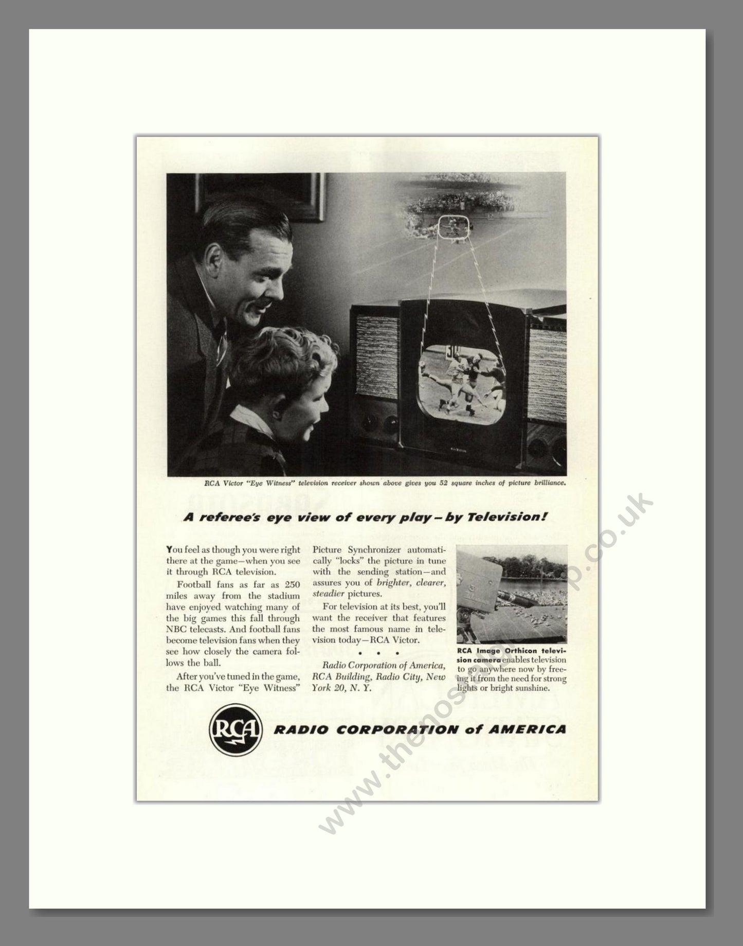 RCA - Sport on TV. Vintage Advert 1947 (ref AD68584)