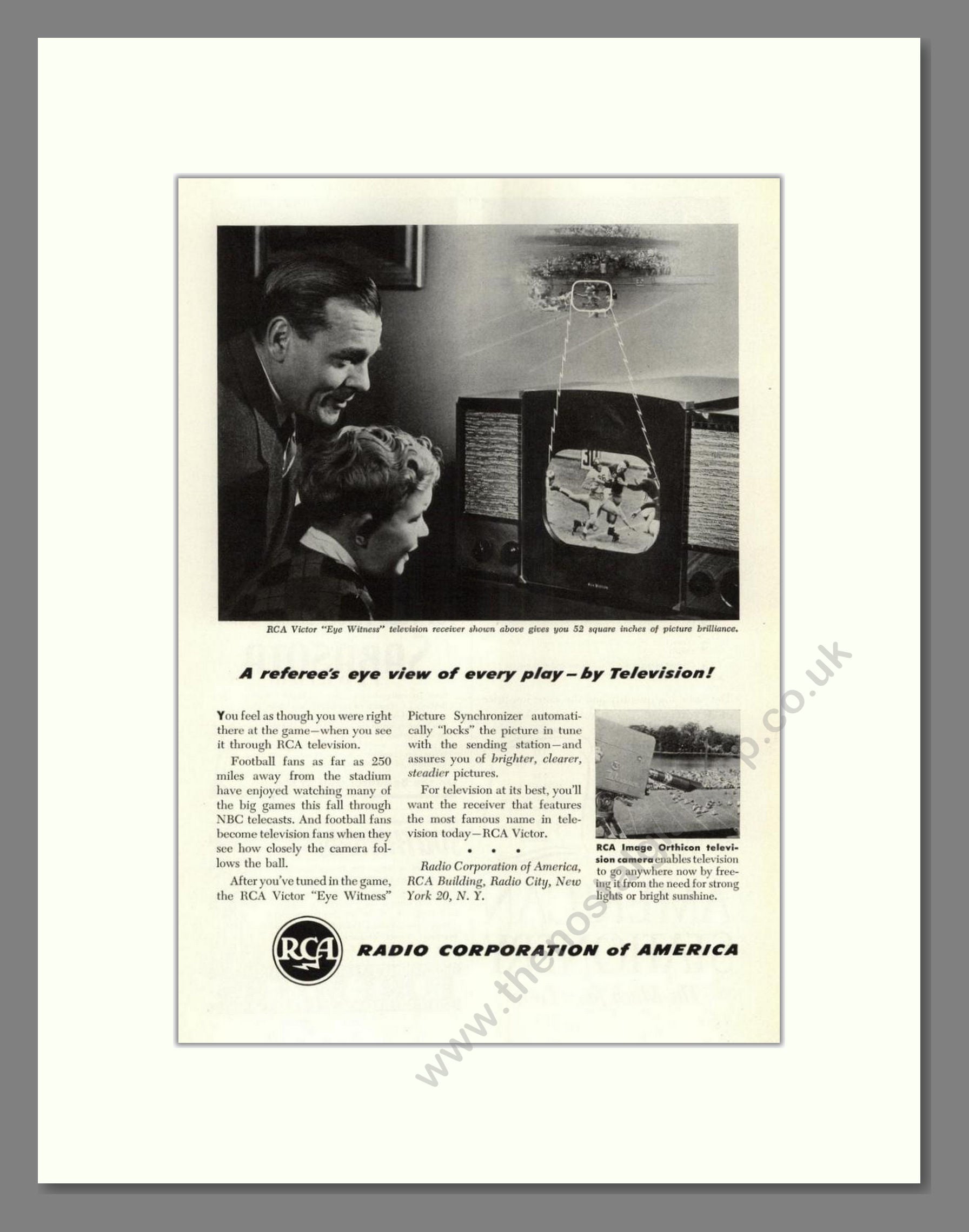 RCA - Sport on TV. Vintage Advert 1947 (ref AD68584)