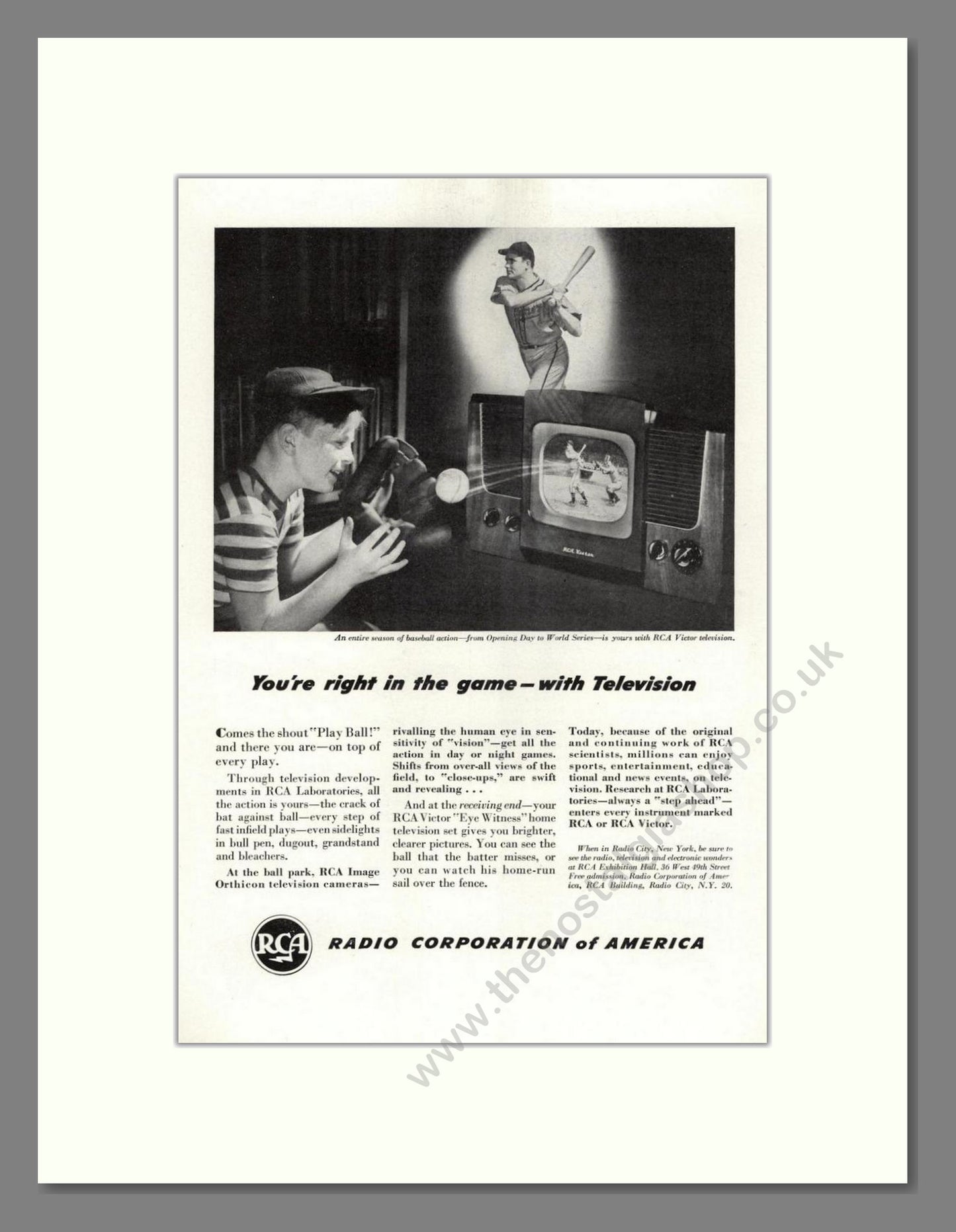 RCA - Baseball On TV. Vintage Advert 1948 (ref AD68586)