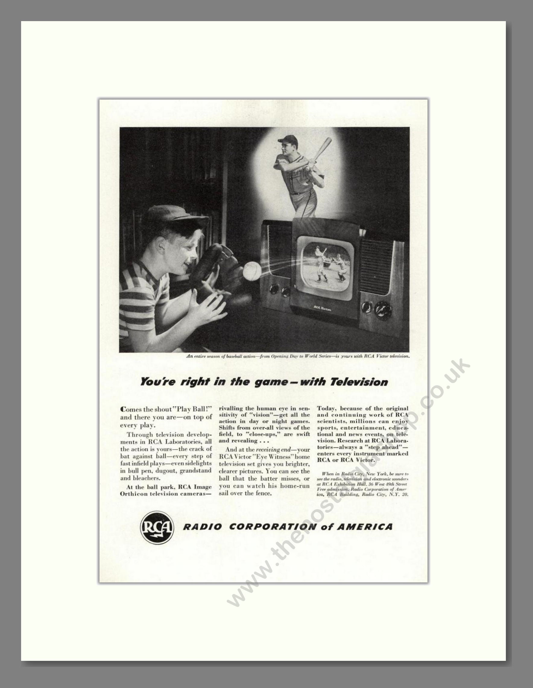 RCA - Baseball On TV. Vintage Advert 1948 (ref AD68586)