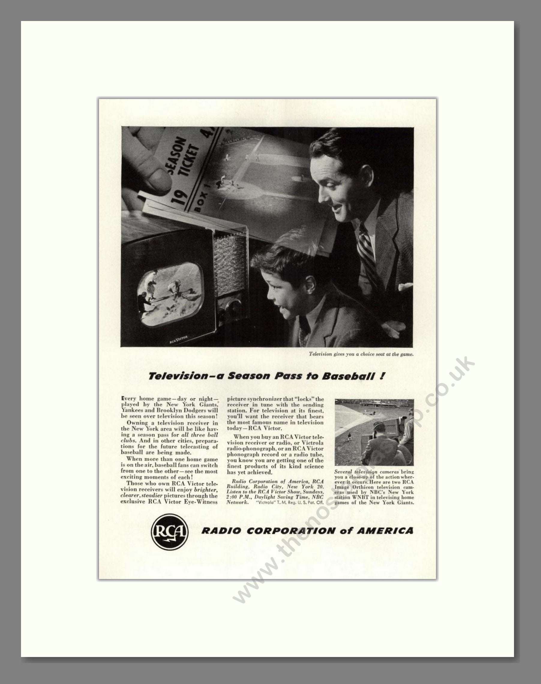 RCA - Baseball On TV. Vintage Advert 1947 (ref AD68587)