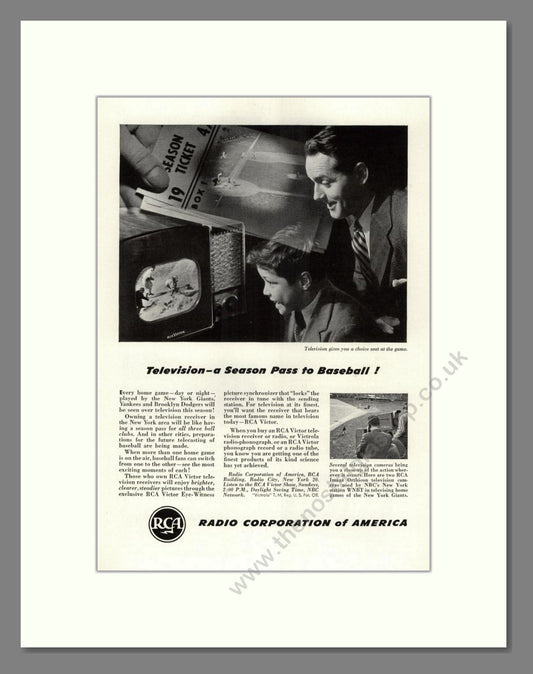 RCA - Baseball On TV. Vintage Advert 1947 (ref AD68587)