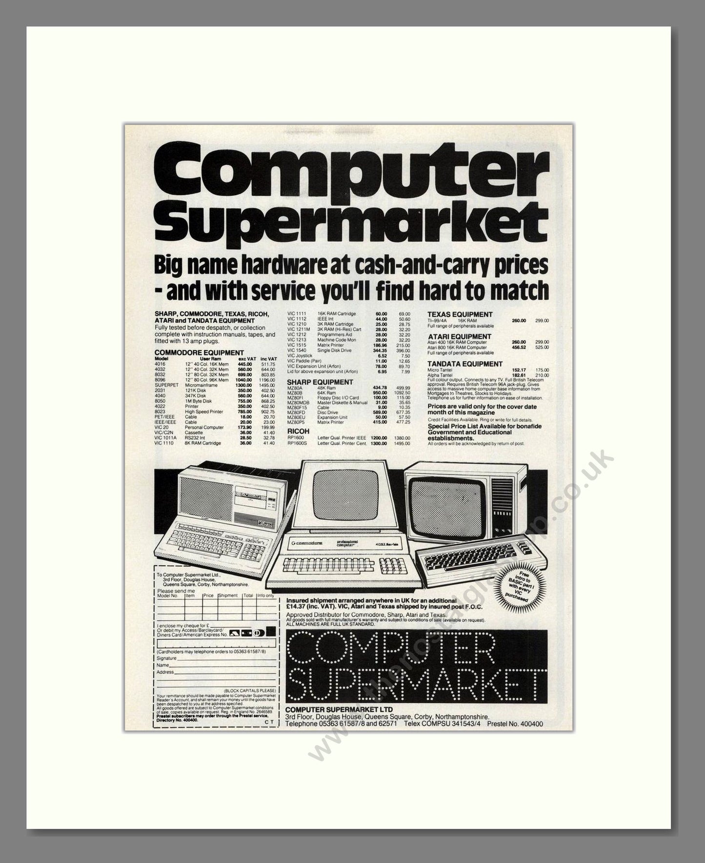 Computer Supermarket - Hardware Offers. Vintage Advert 1982 (ref AD68597)
