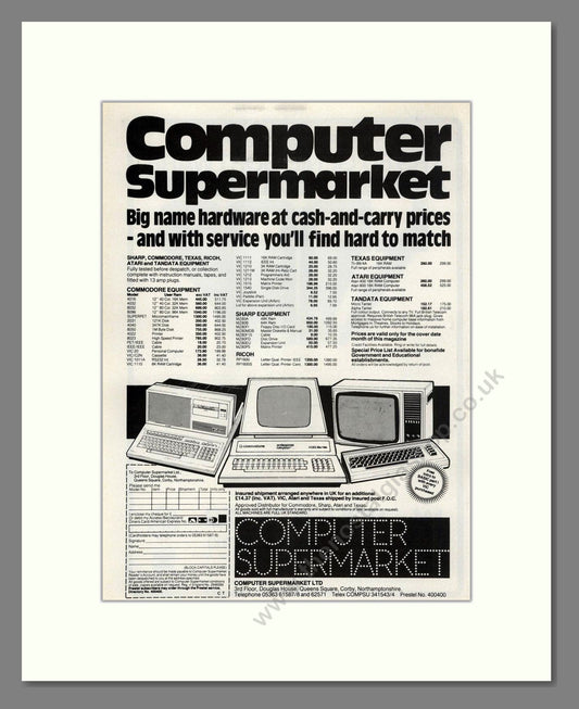 Computer Supermarket - Hardware Offers. Vintage Advert 1982 (ref AD68597)