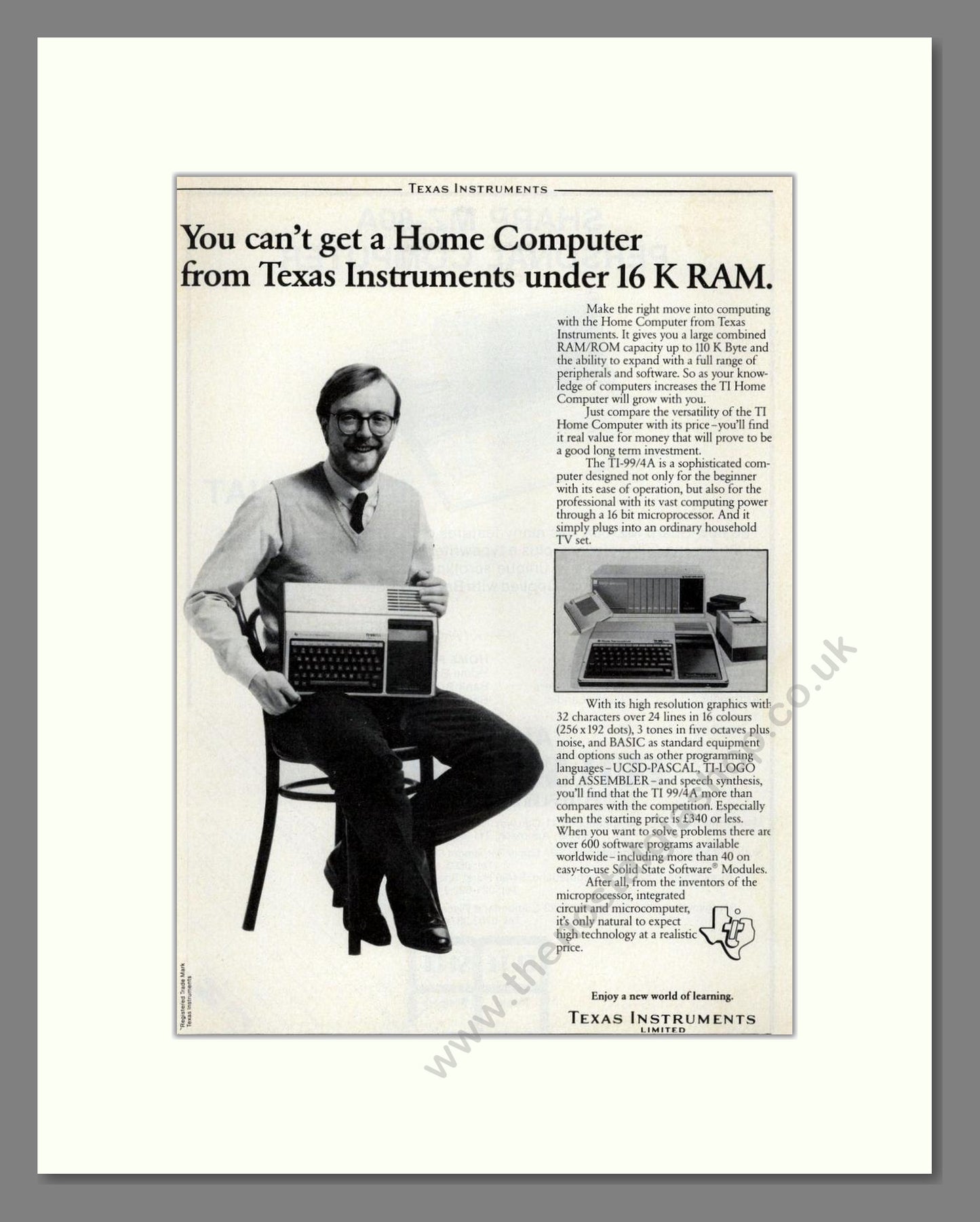 Texas Instruments - Home Computers. Vintage Advert 1982 (ref AD68598)