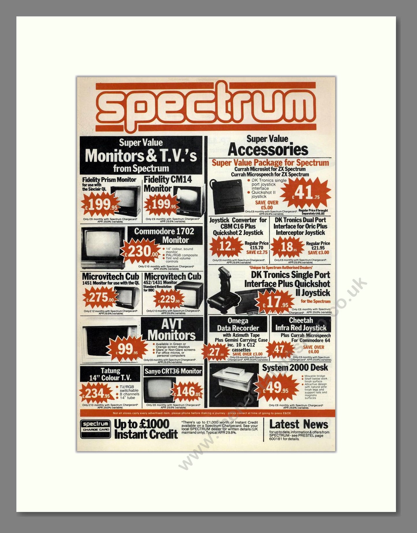 Spectrum - Various Deals. Vintage Advert 1986 (ref AD68599)