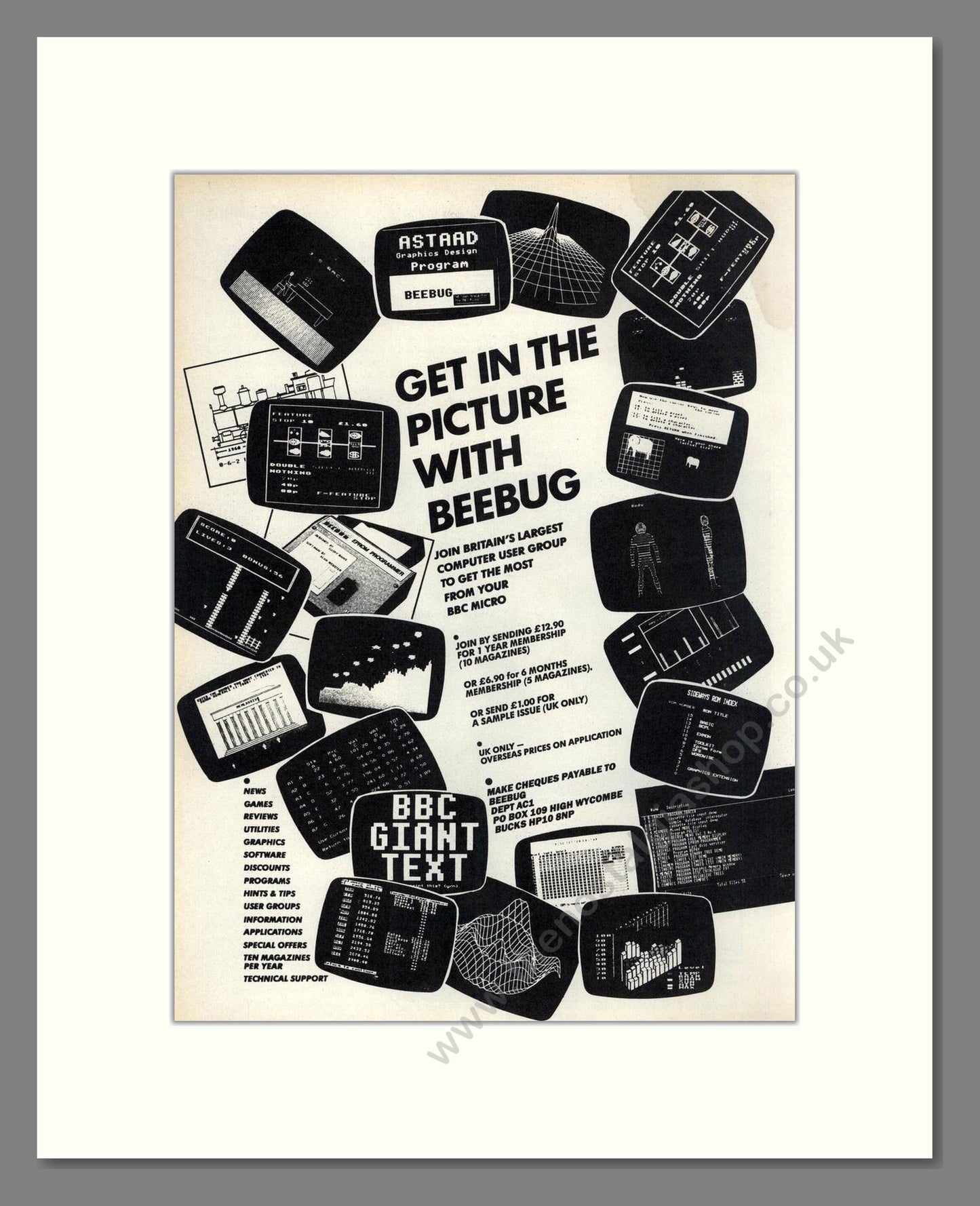 Beebug - Computer User Group. Vintage Advert 1986 (ref AD68600)