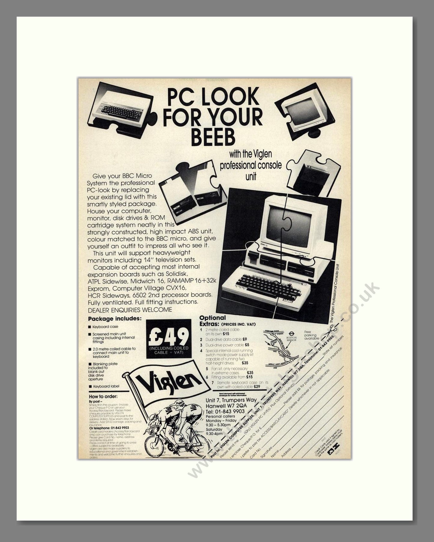 BBC Micro - Viglen Console Unit. Vintage Advert 1986 (ref AD68602)