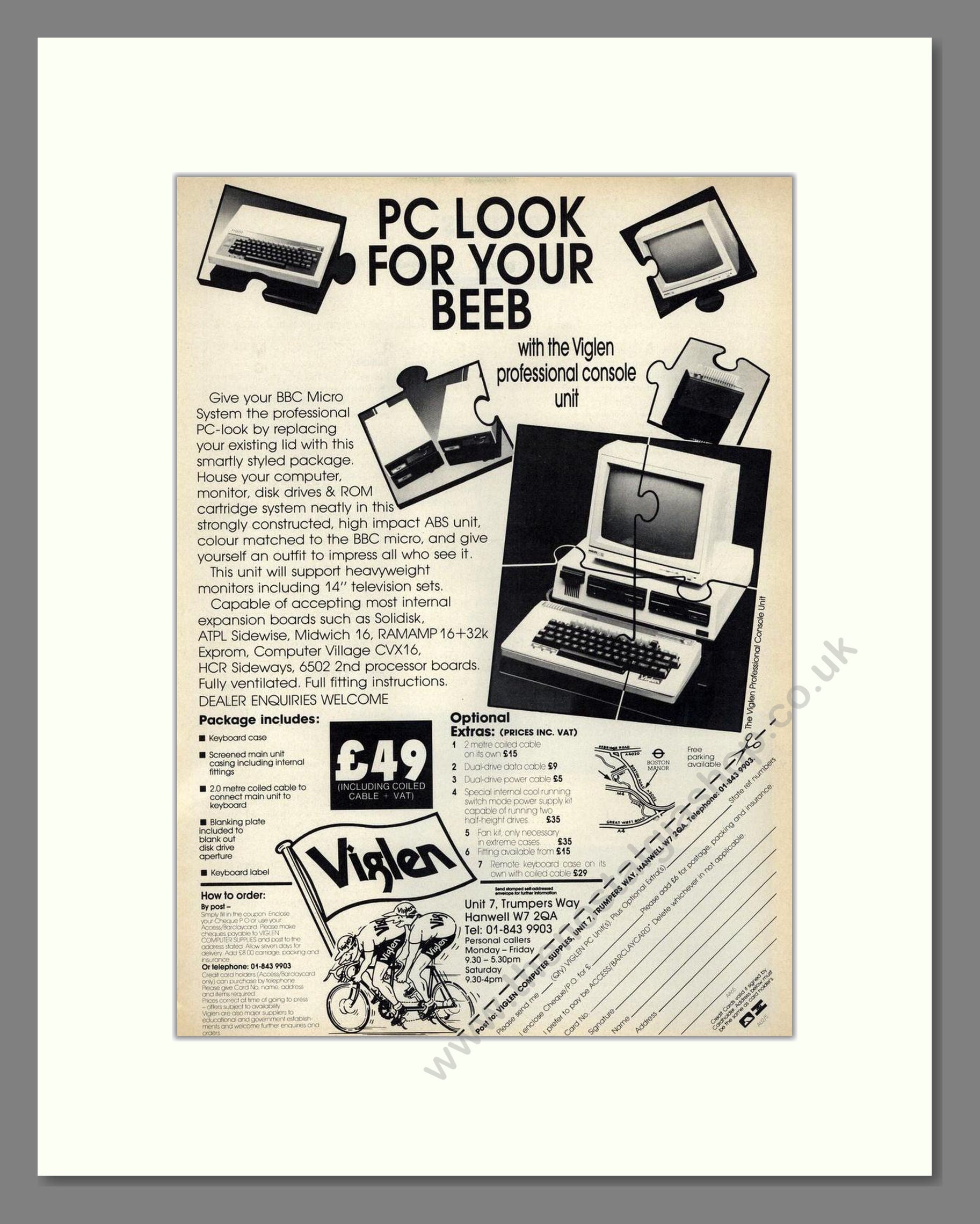BBC Micro - Viglen Console Unit. Vintage Advert 1986 (ref AD68602)