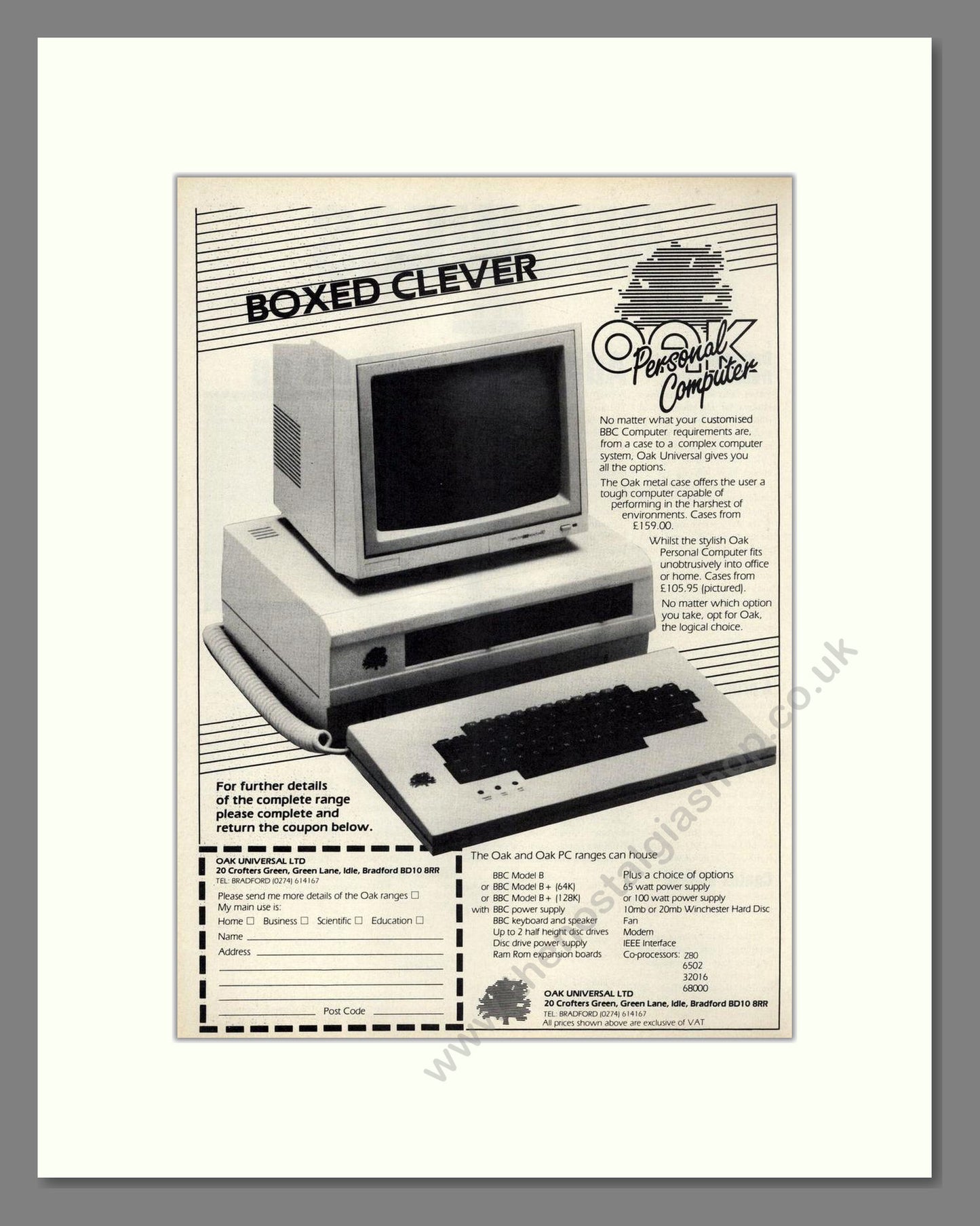 BBC Micro - Oak Personal Computers. Vintage Advert 1986 (ref AD68603)