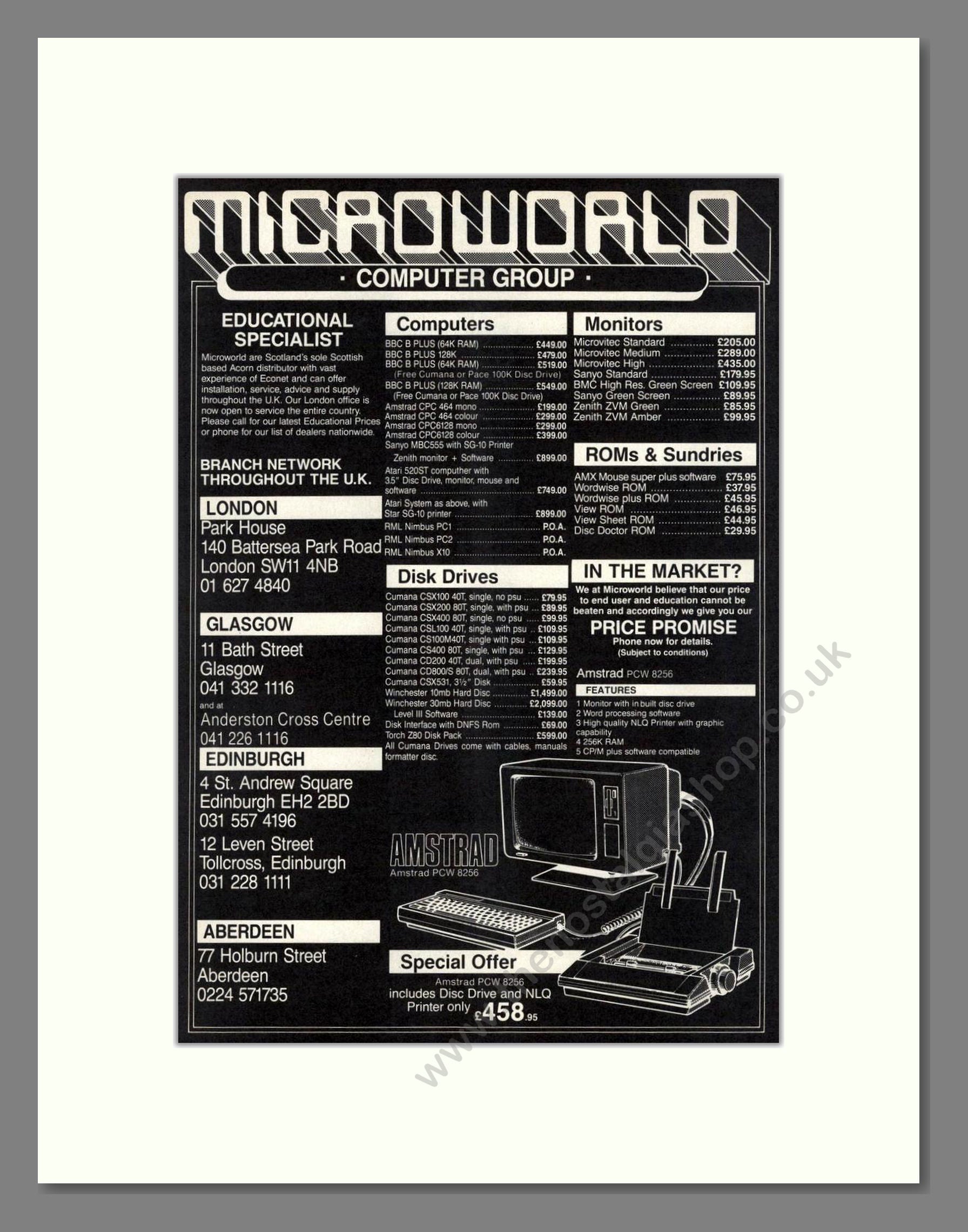 Microworld - Various Deals. Vintage Advert 1986 (ref AD68604)