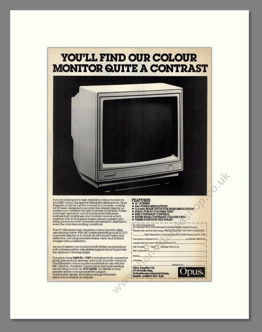 Opus - Colour Monitor. Vintage Advert 1986 (ref AD68607)