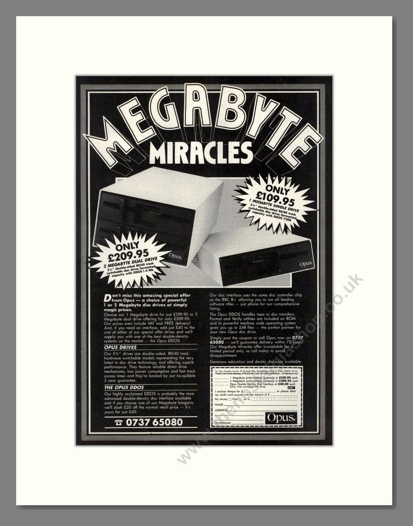 Opus - Megabyte Miracles. Vintage Advert 1987 (ref AD68608)