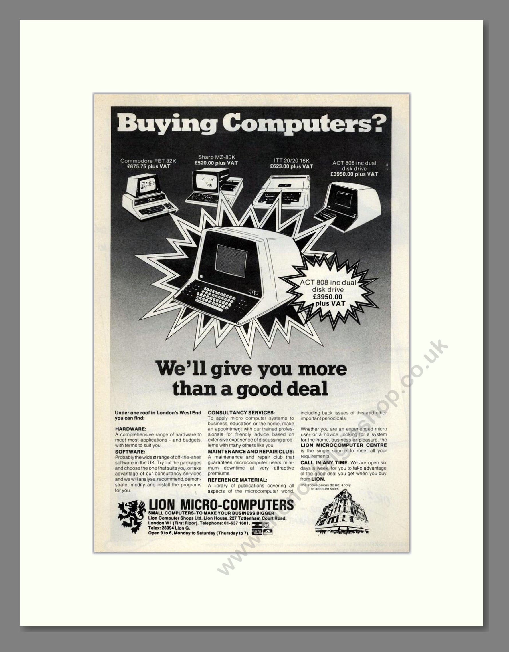 Lion Micro Computers - Various Deals. Vintage Advert 1980 (ref AD68609)