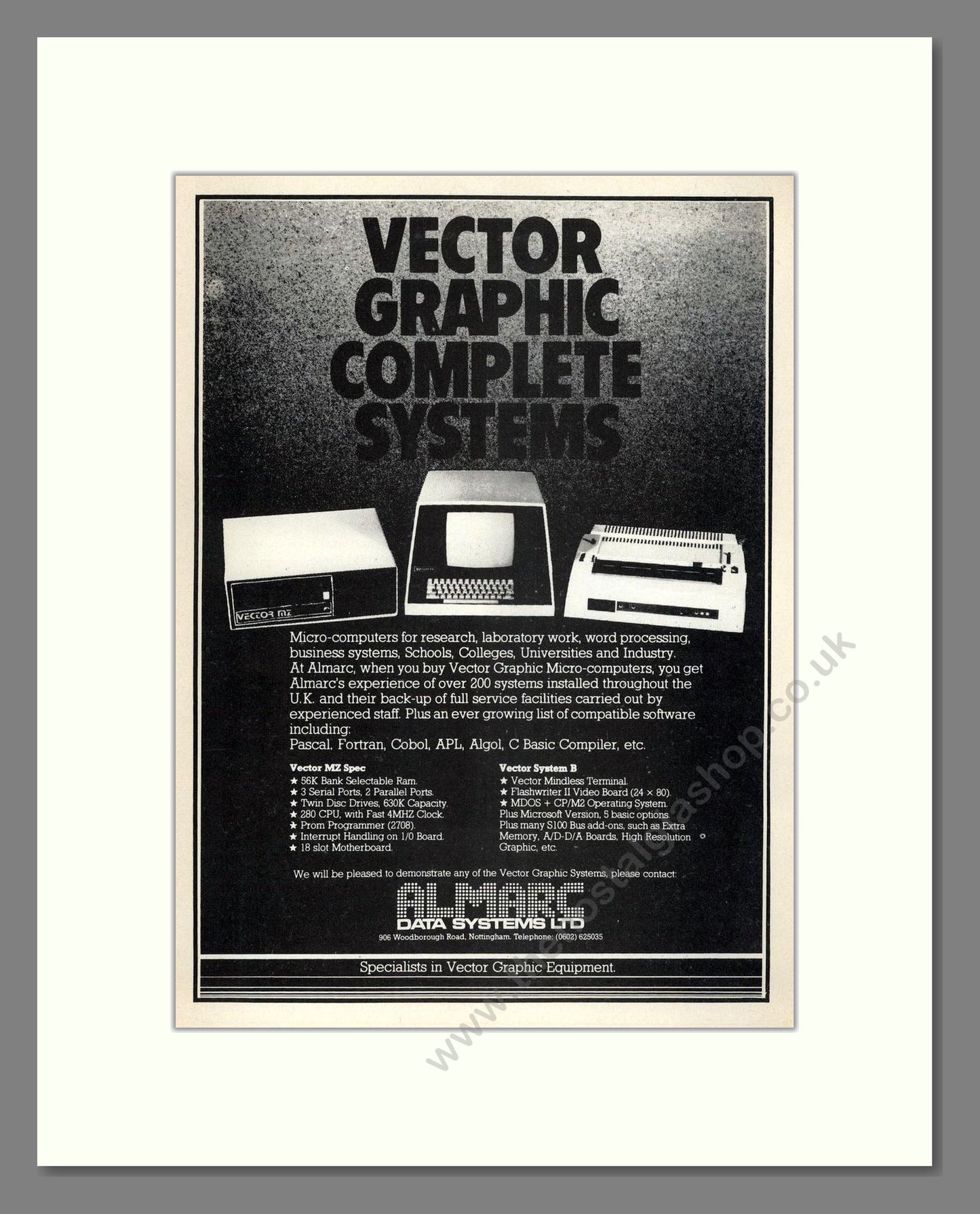 Almarc Data Systems - Vector Graphic Systems. Vintage Advert 1980 (ref AD68610)
