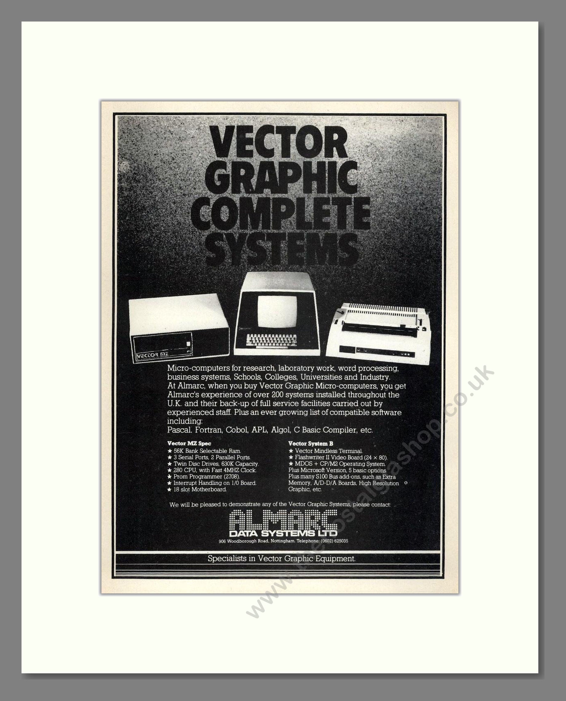 Almarc Data Systems - Vector Graphic Systems. Vintage Advert 1980 (ref AD68610)