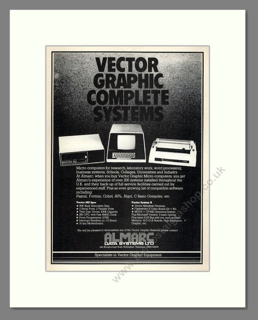 Almarc Data Systems - Vector Graphic Systems. Vintage Advert 1980 (ref AD68610)