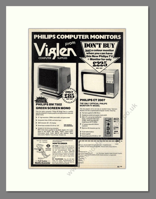 Viglen - Philips Monitors. Vintage Advert 1985 (ref AD68617)