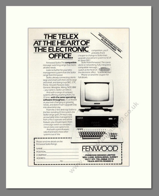 Fenwood - Stofor Computer. Vintage Advert 1985 (ref AD68622)