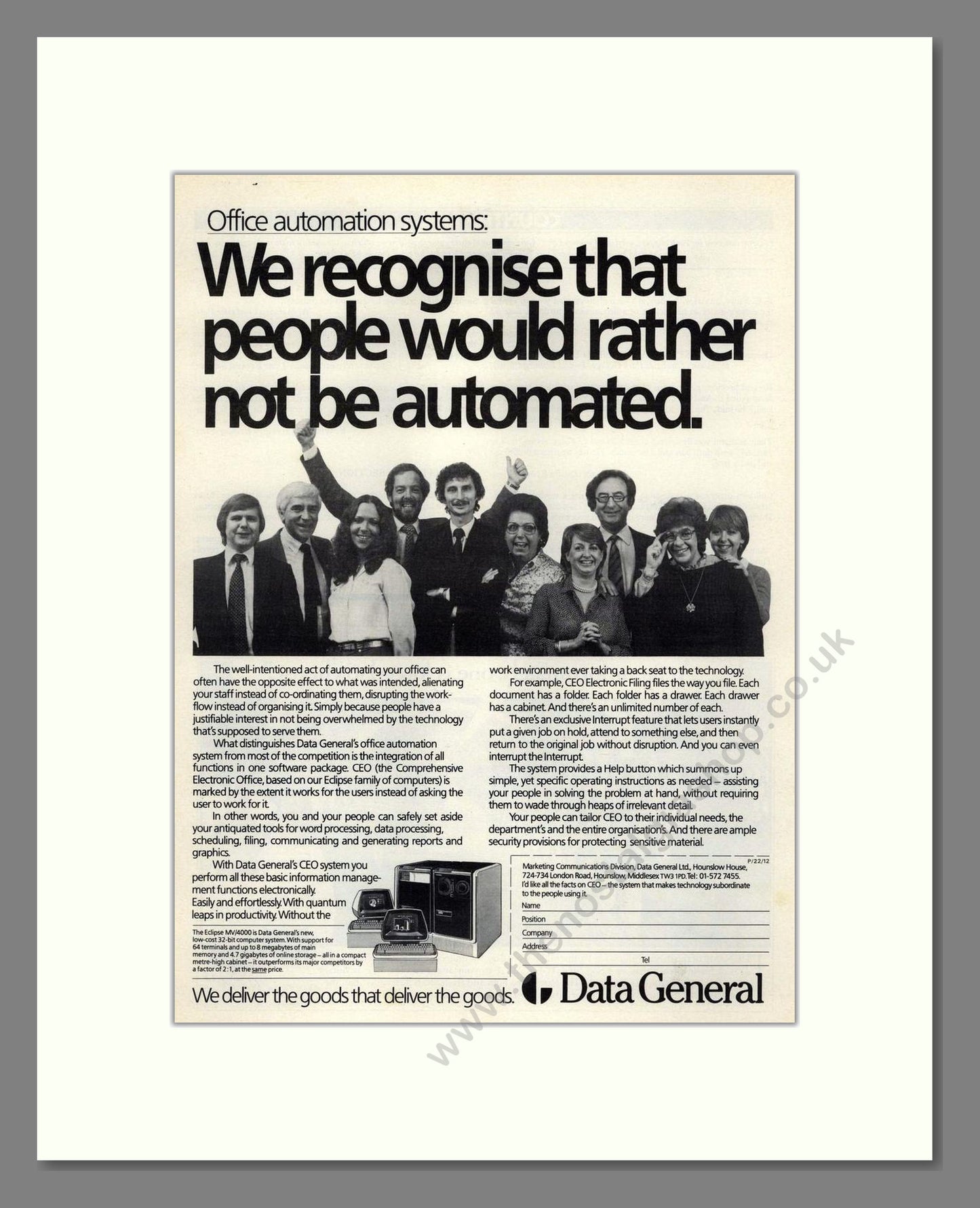 Data General - Office Automation. Vintage Advert 1982 (ref AD68623)