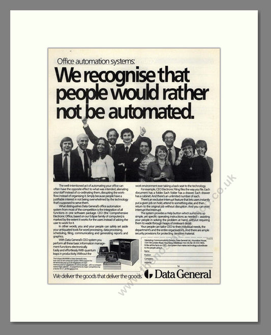 Data General - Office Automation. Vintage Advert 1982 (ref AD68623)