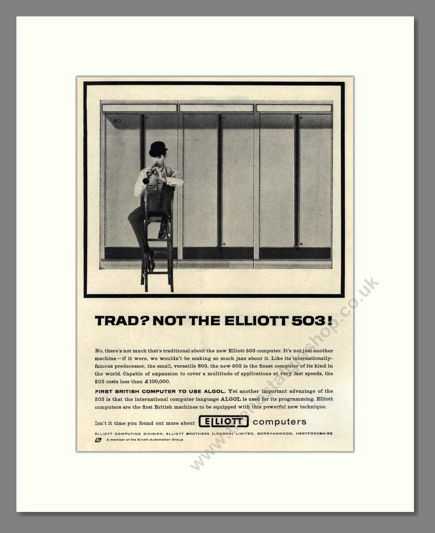 Elliott Computers - 503. Vintage Advert 1962 (ref AD68635)