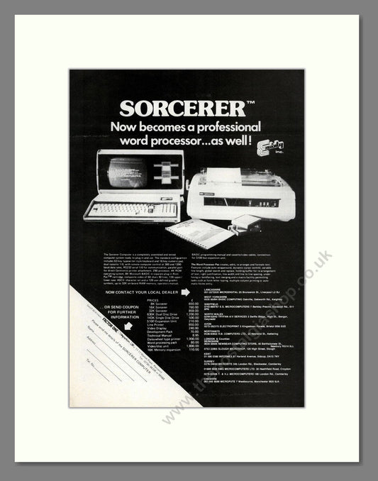 Sorcerer - Word Processor. Vintage Advert 1979 (ref AD68637)