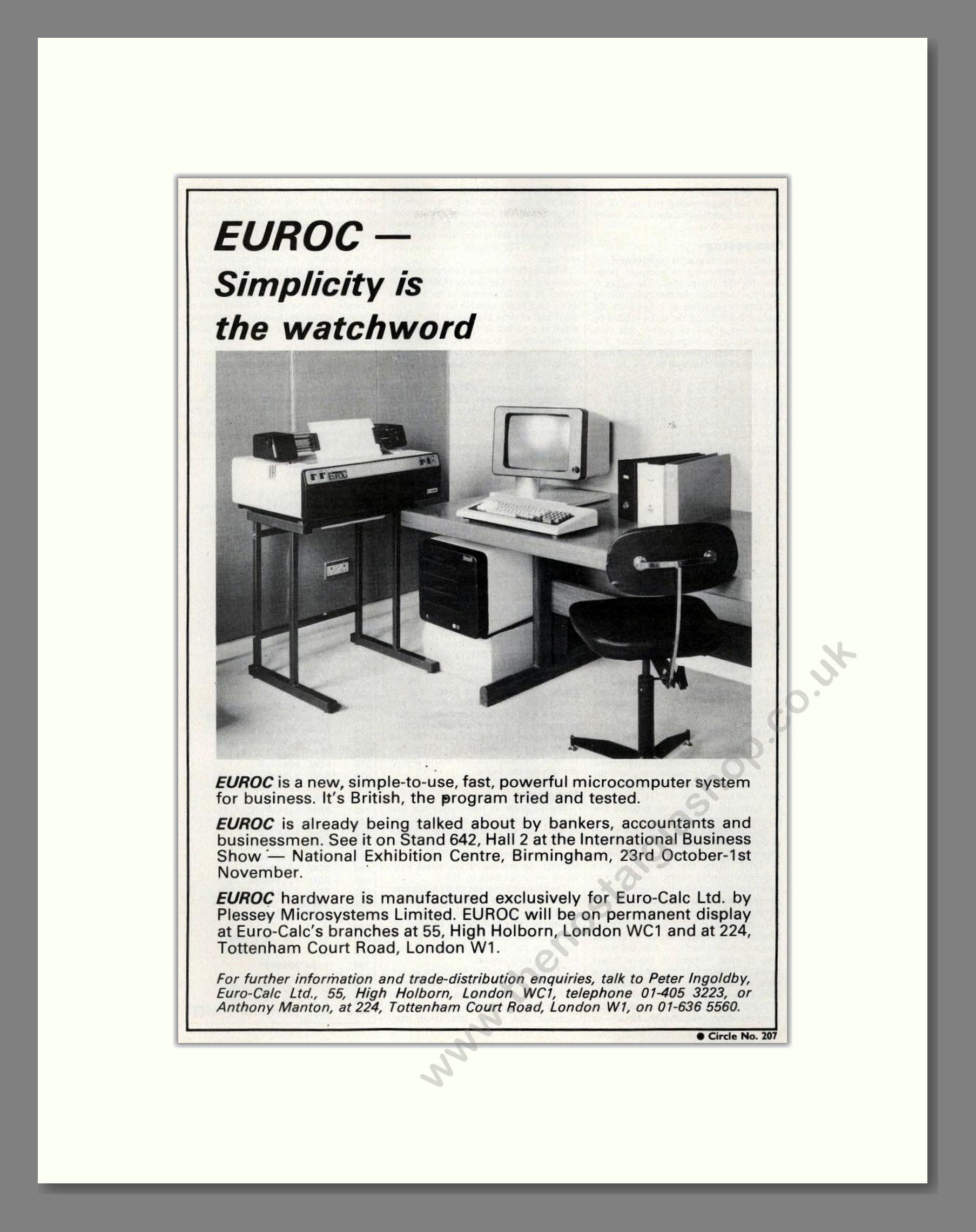 Euroc - Business Computers. Vintage Advert 1979 (ref AD68644)