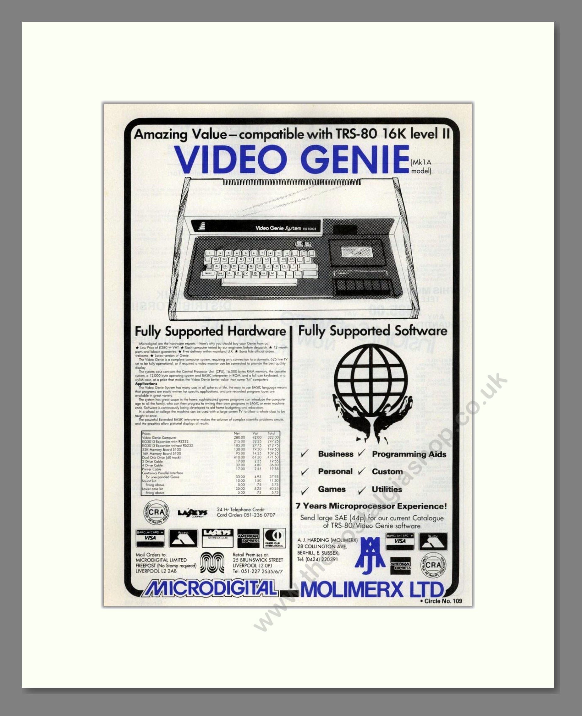 Video Genie - TRS-80 Compatible System. Vintage Advert 1981 (ref AD68648)