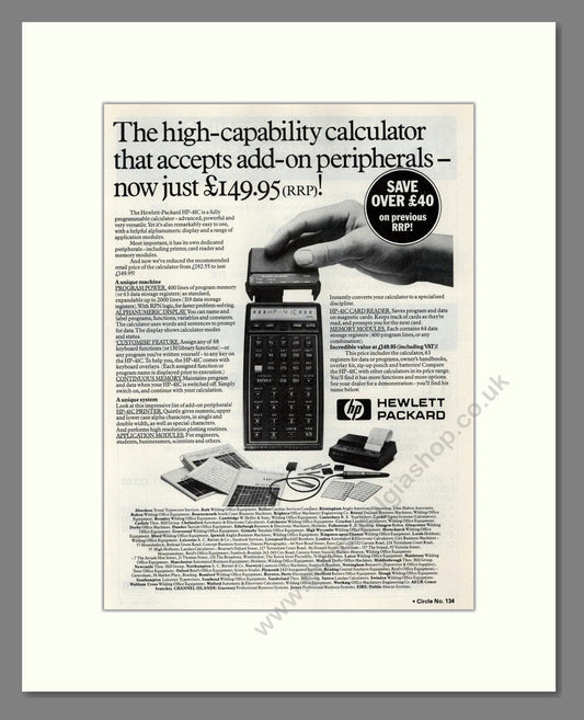 Hewlett Packard - HP-41C Calculator. Vintage Advert 1981 (ref AD68650)