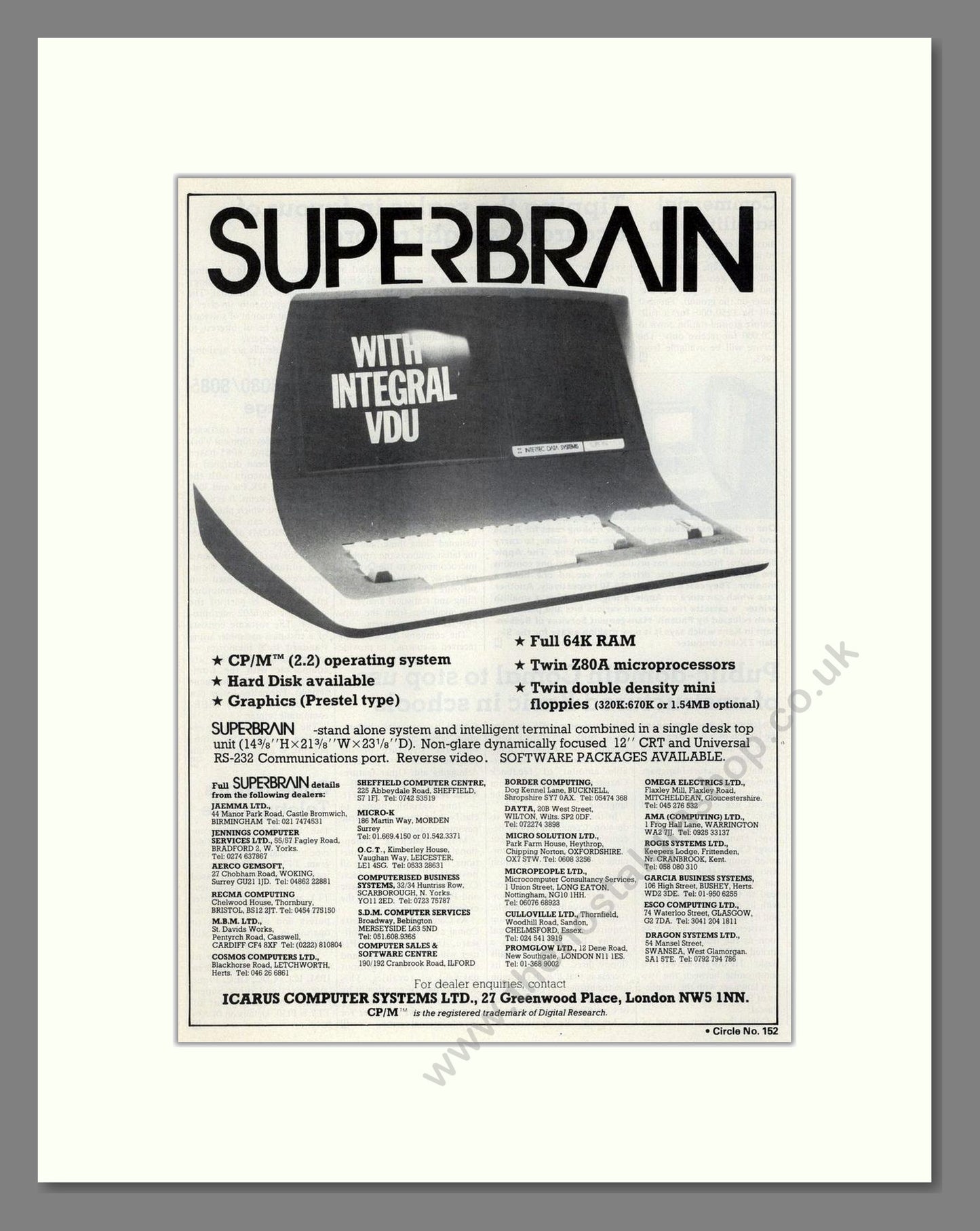 Superbrain - With Integral VDU. Vintage Advert 1981 (ref AD68653)