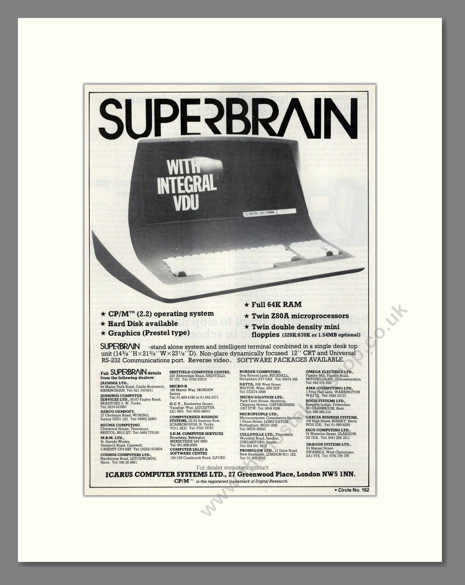Superbrain - With Integral VDU. Vintage Advert 1981 (ref AD68653)