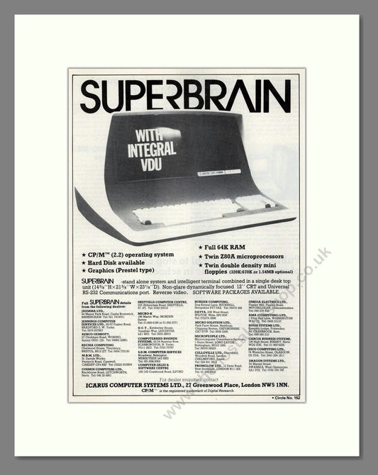 Superbrain - With Integral VDU. Vintage Advert 1981 (ref AD68653)