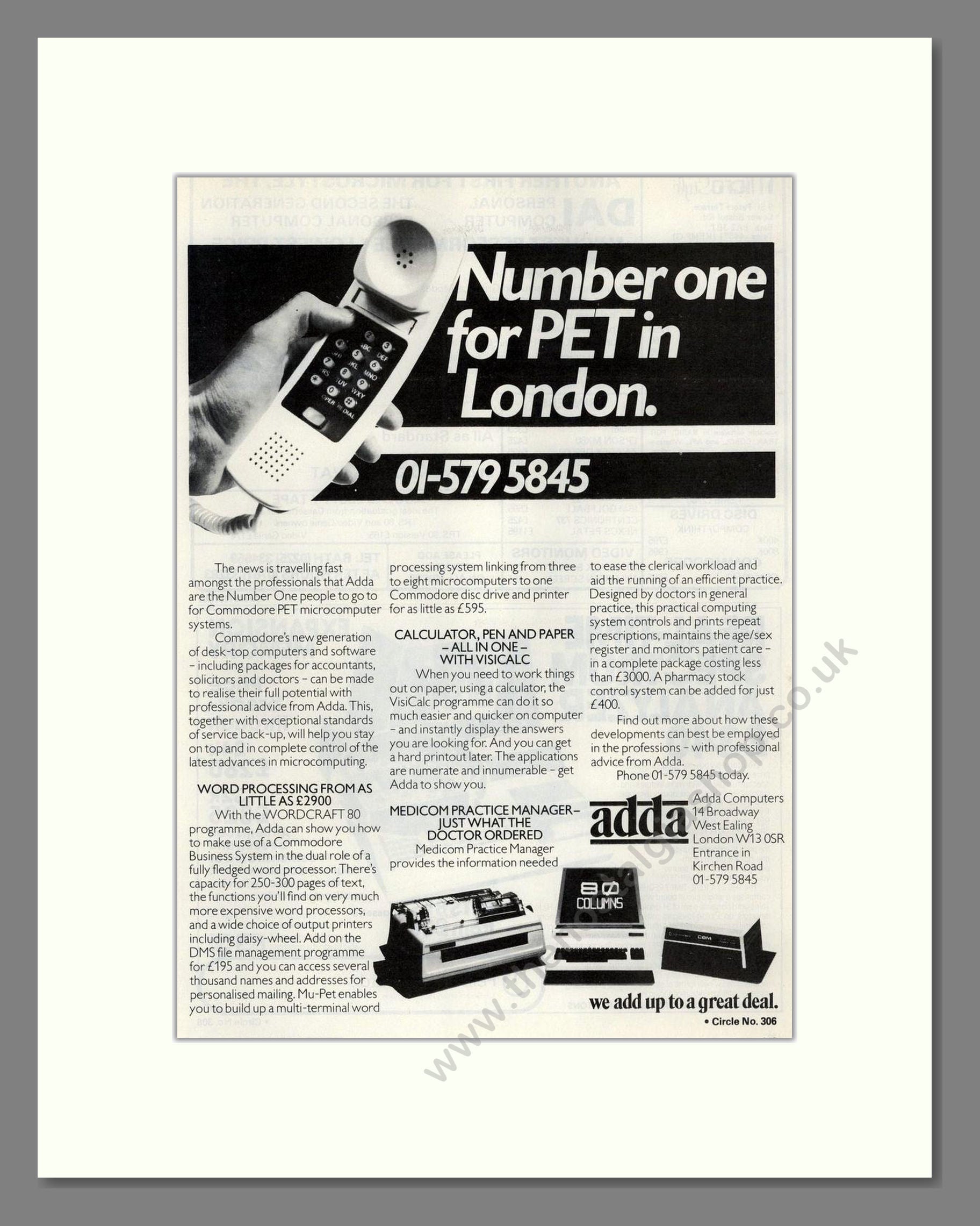 Commodore - PET at ADDA. Vintage Advert 1981 (ref AD68654)
