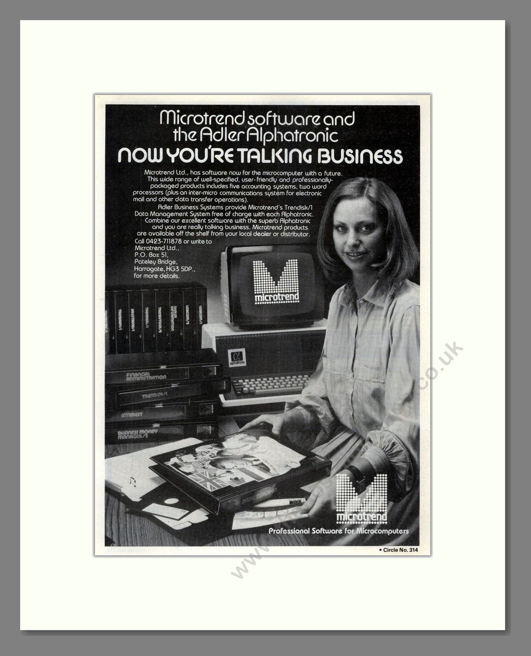 Adler Alphatronic - With Microtrend Software. Vintage Advert 1981 (ref AD68656)