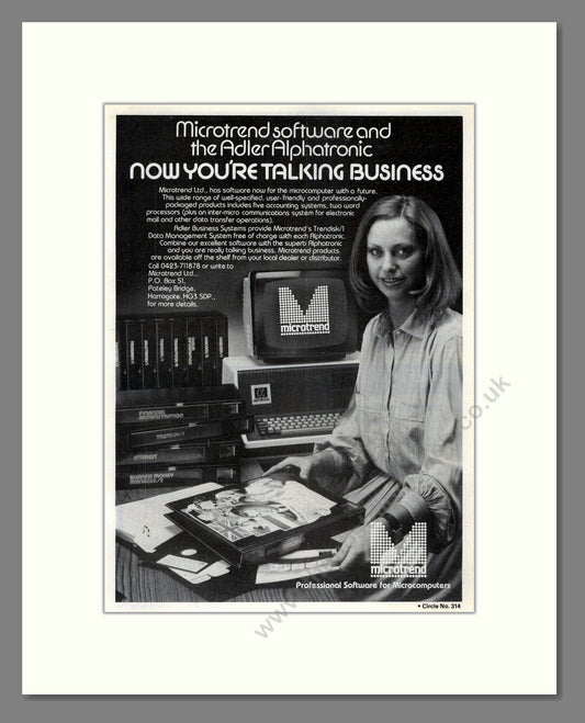 Adler Alphatronic - With Microtrend Software. Vintage Advert 1981 (ref AD68656)