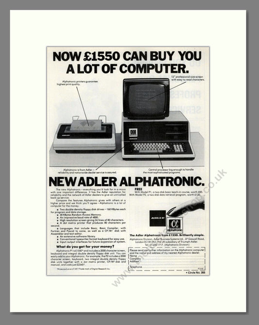 Adler Alphatronic - Computer Systems. Vintage Advert 1981 (ref AD68658)