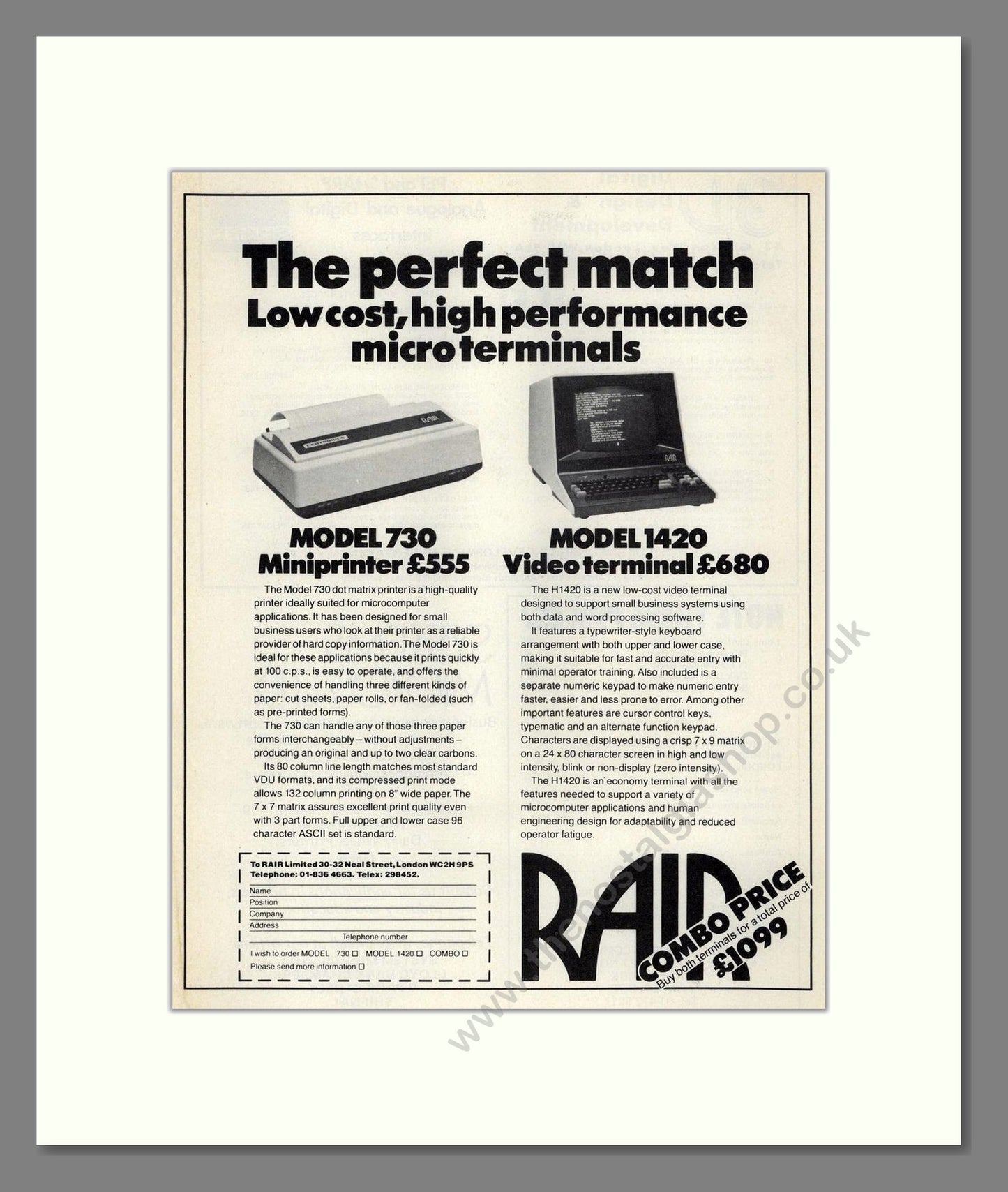 Raid - Model 730 / Model 1420. Vintage Advert 1980 (ref AD68663)