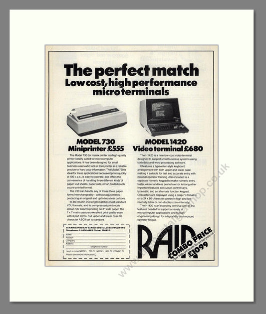 Raid - Model 730 / Model 1420. Vintage Advert 1980 (ref AD68663)