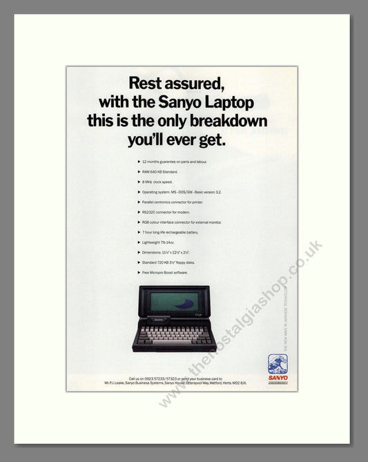 Sanyo - Laptop. Vintage Advert 1991 (ref AD68667)