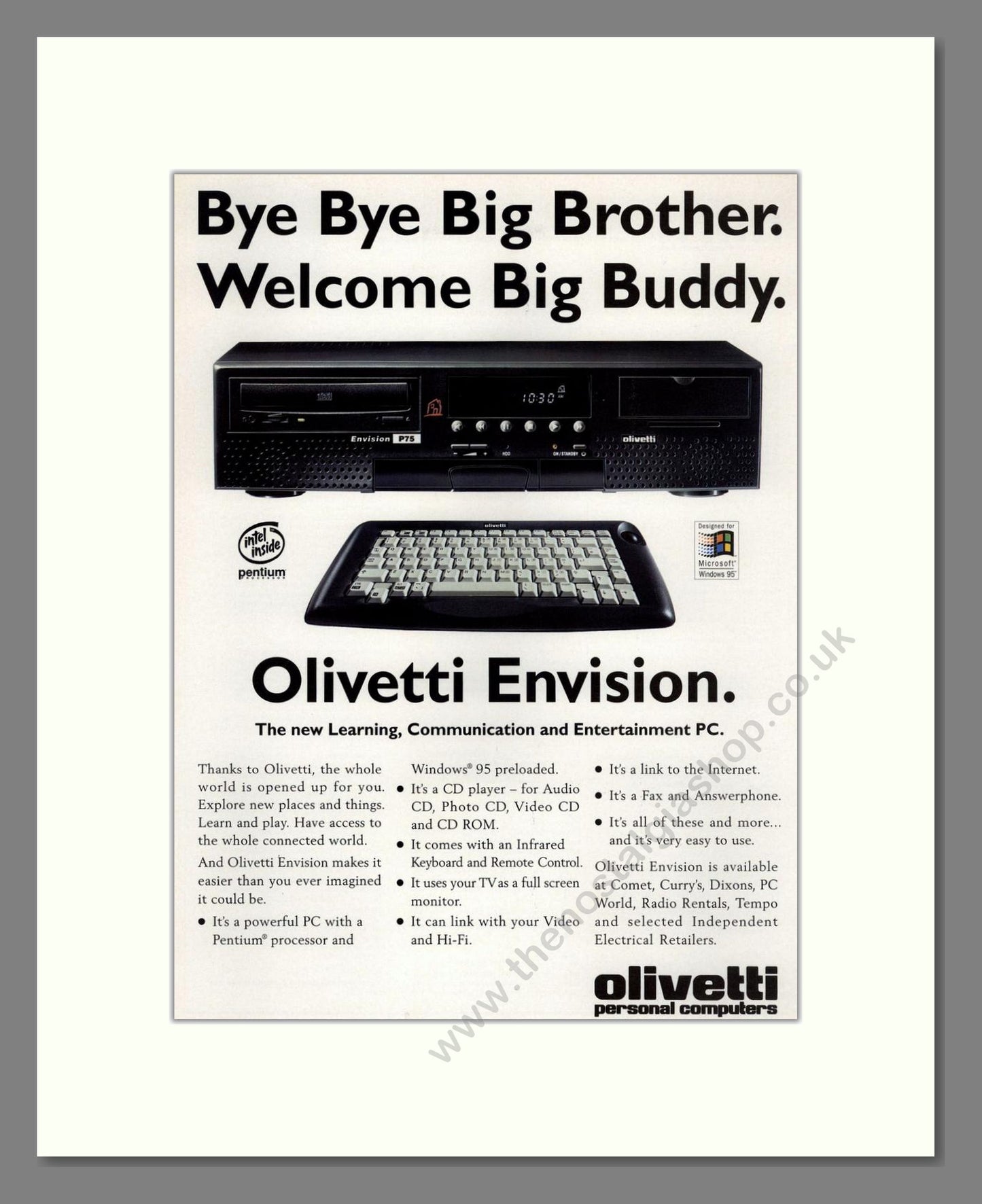 Olivetti - Enivision PC. Vintage Advert 1996 (ref AD68668)